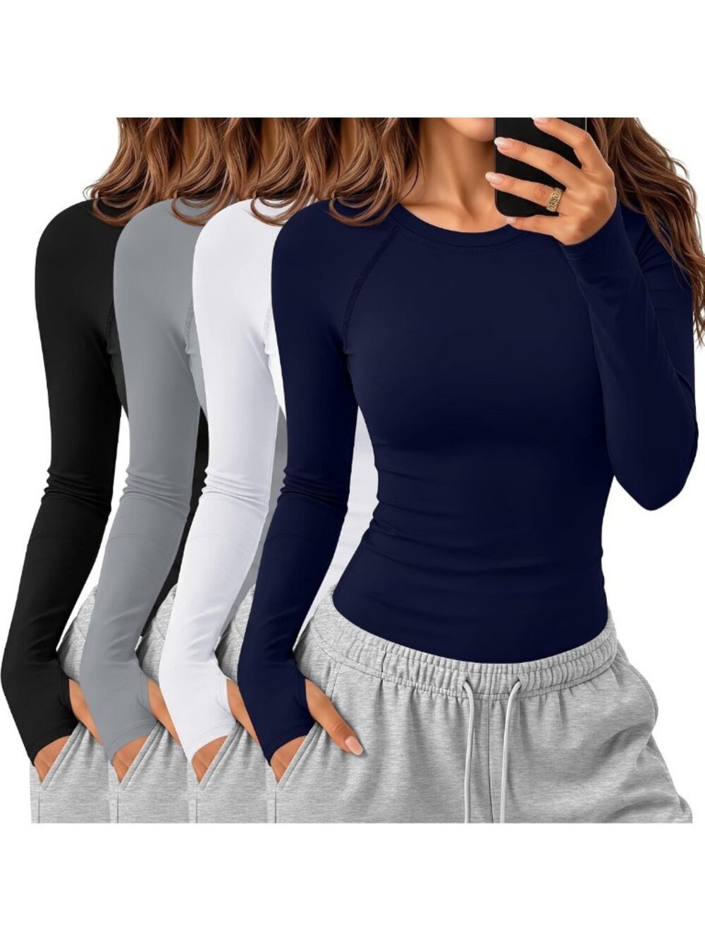 4 Pack Women's Seamless Workout Shirts | Athletic Tops for Gym & Fitness